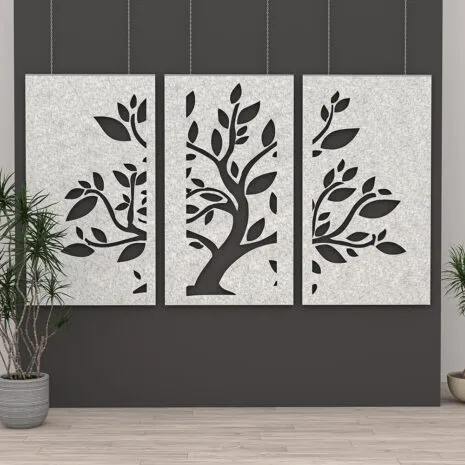eSCAPE Series Tree Of Life Acoustic Art | 3-Piece Hanging Panel Set | 141"W x 84"H | Available in 15 Colors
