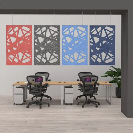 eSCAPE Series Suspended Acoustic Panels | Mosaic Design 4-Piece Set | 30"W x 47"H | 15 Colors Available