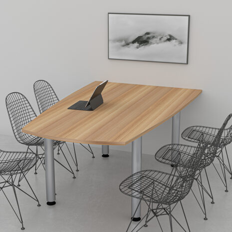 6-Person Arc Boat Huddle Table with Metal Post Legs |  Wall Mounted | 4X6