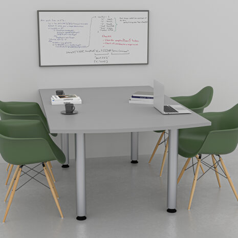 6-Person Arc Rectangle Huddle Table with Metal Post Legs |  Wall Mounted | 46X72