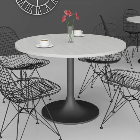 4-Person Meeting Room Table with Round Metal Base | Harmony Conference Series | 4' Diameter