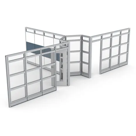 Dual Collaboration Room Partition | Sapphire Wall System | 16'Dx29'8"Wx95"H