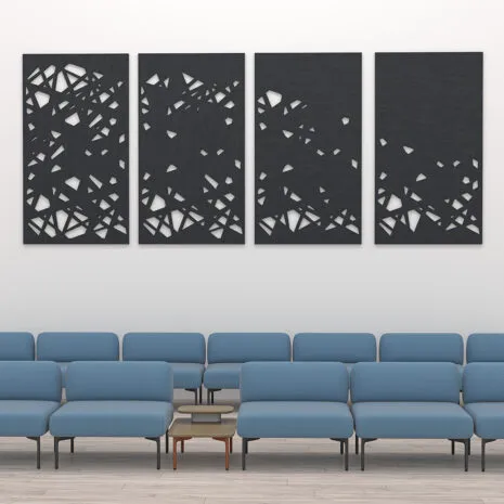 eSCAPE Series Acoustic Wall Art | 4-Panel Shattered Glass Design | 16'W x 7'H | Available in 15 Colors
